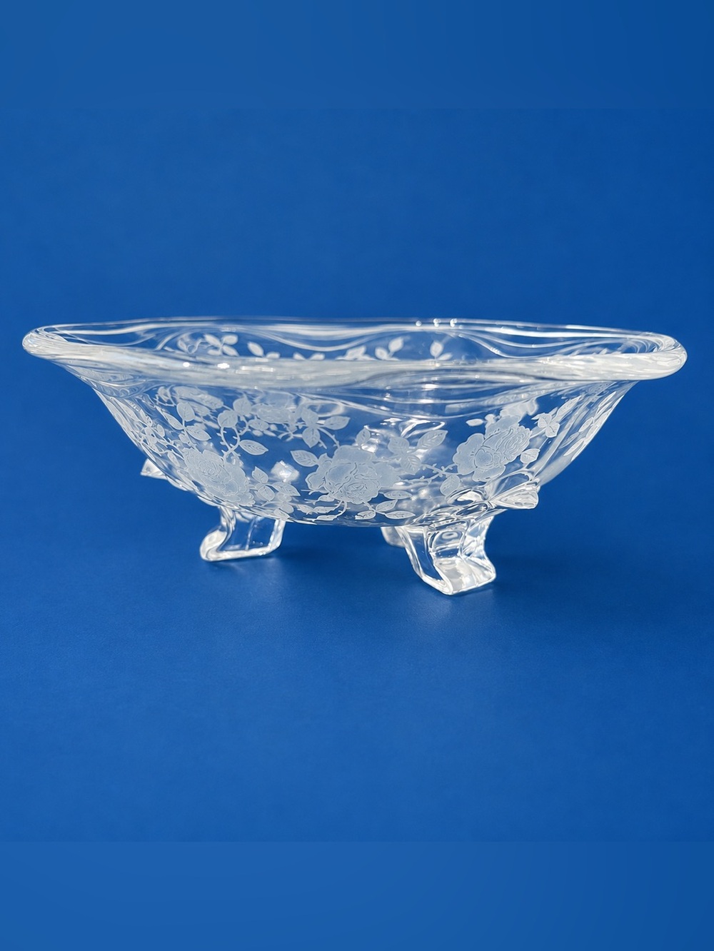 Fostoria Bonbon Candy 3-Footed Dish Willowmere Shabby Rose Pattern - Vintage